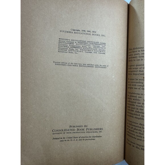 RARE Websters Encyclopedic Dictionary Hardcover 1944 Consolidated Book VTG - Picture 12 of 16